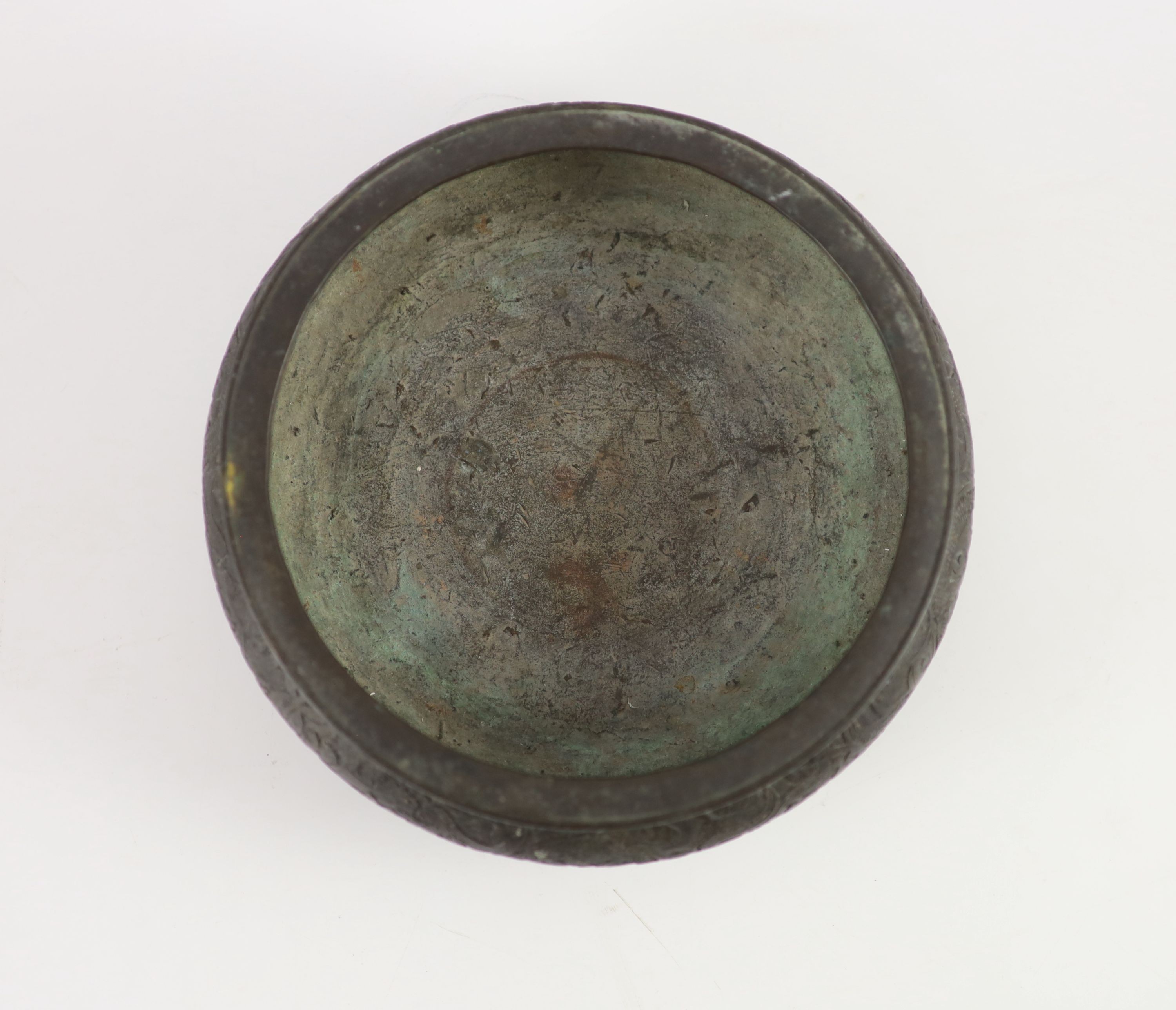 A Chinese bronze tripod censer, ding, 19th century, 20 cm diameter